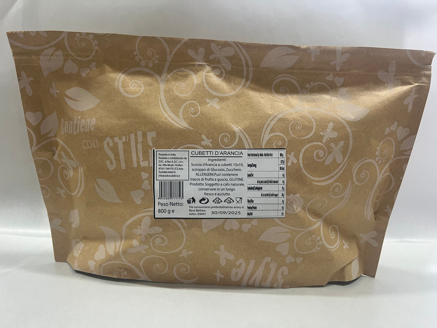 Scorzone di Arancia Cubetti 10x10 - Senza Solfiti - 800g
